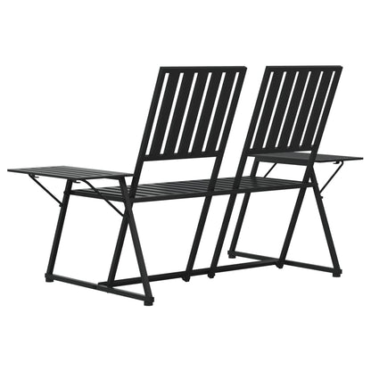 Elegant Black Steel 2-Seater Garden Bench, 165 cm