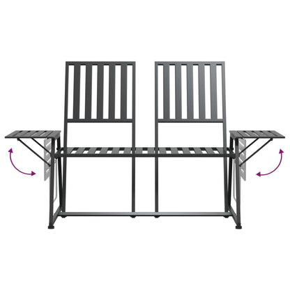 Elegant Black Steel 2-Seater Garden Bench, 165 cm