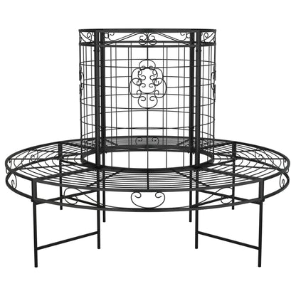 Black Steel Round Tree Bench Ø137 cm - Stylish Outdoor Seating