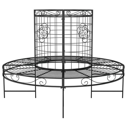 Black Steel Round Tree Bench Ø137 cm - Stylish Outdoor Seating