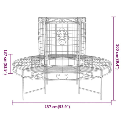 Black Steel Round Tree Bench Ø137 cm - Stylish Outdoor Seating