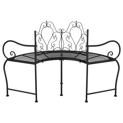 Elegant Black Steel Tree Bench, 150 cm – Stylish & Durable Seating