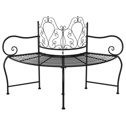 Elegant Black Steel Tree Bench, 150 cm – Stylish & Durable Seating