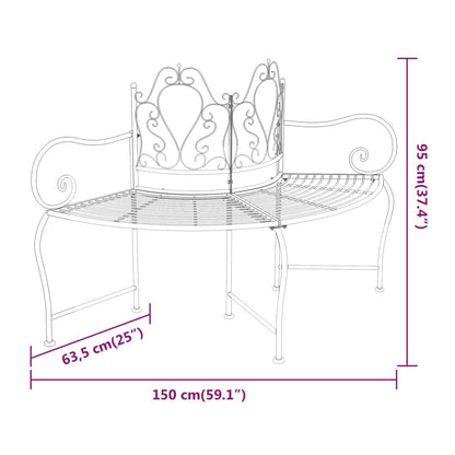 Elegant Black Steel Tree Bench, 150 cm – Stylish & Durable Seating