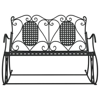 Black Steel 2-Seater Rocking Bench - 113 cm Comfortable Outdoor Seat