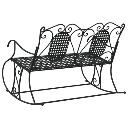 Black Steel 2-Seater Rocking Bench - 113 cm Comfortable Outdoor Seat