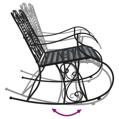 Black Steel 2-Seater Rocking Bench - 113 cm Comfortable Outdoor Seat