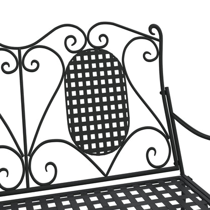 Black Steel 2-Seater Rocking Bench - 113 cm Comfortable Outdoor Seat