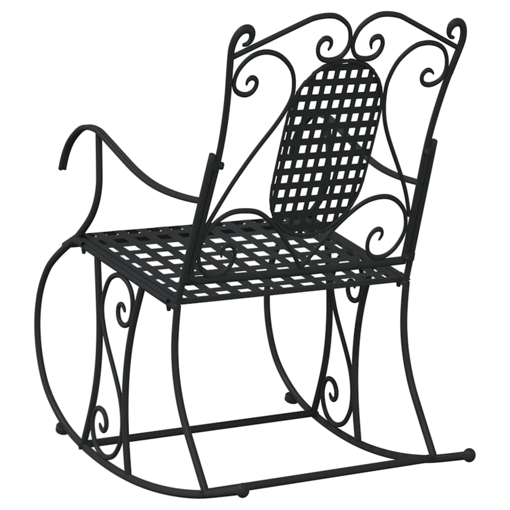 Stylish Black Steel Rocking Bench 84 cm - Modern Outdoor Seating