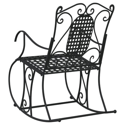 Stylish Black Steel Rocking Bench 84 cm - Modern Outdoor Seating