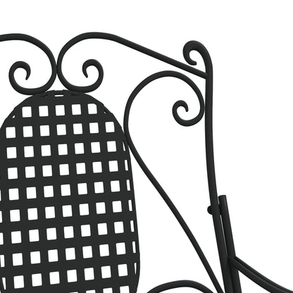 Stylish Black Steel Rocking Bench 84 cm - Modern Outdoor Seating