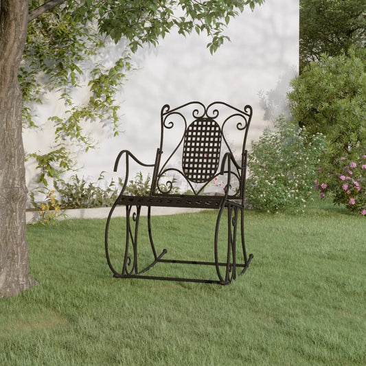 Stylish Black Steel Rocking Bench 84 cm - Modern Outdoor Seating