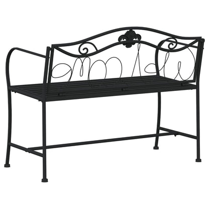 Stylish Black Steel 2-Seater Garden Bench - 104 cm