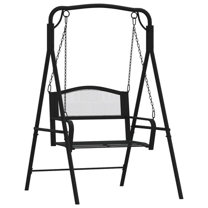 Stylish 124 cm Black Steel Swing Bench for Modern Gardens