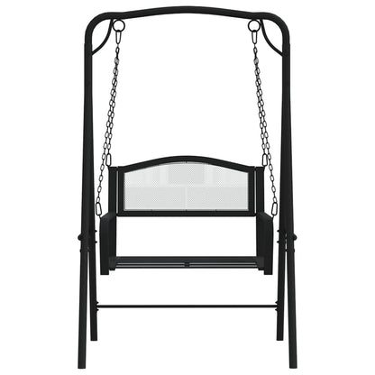 Stylish 124 cm Black Steel Swing Bench for Modern Gardens