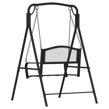 Stylish 124 cm Black Steel Swing Bench for Modern Gardens