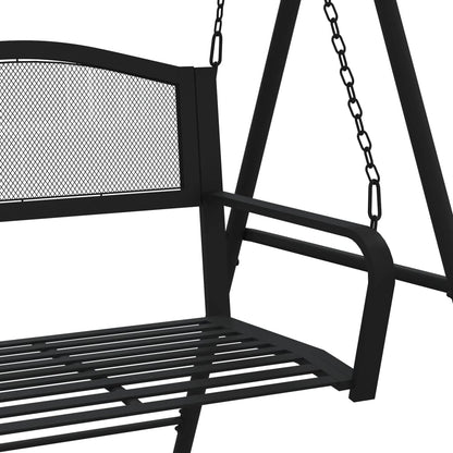 Stylish 124 cm Black Steel Swing Bench for Modern Gardens