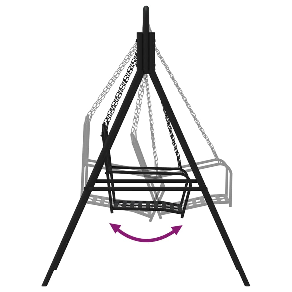 Stylish 124 cm Black Steel Swing Bench for Modern Gardens