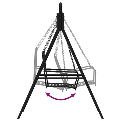 Stylish 124 cm Black Steel Swing Bench for Modern Gardens