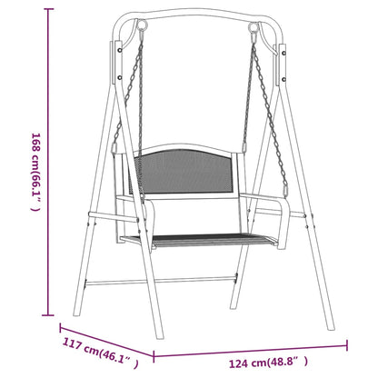 Stylish 124 cm Black Steel Swing Bench for Modern Gardens