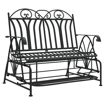 Stylish Black Steel 2-Seater Glider Bench - 114 cm