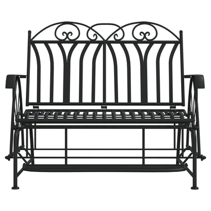 Stylish Black Steel 2-Seater Glider Bench - 114 cm