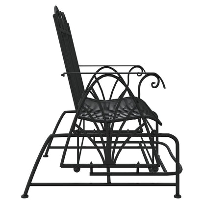 Stylish Black Steel 2-Seater Glider Bench - 114 cm