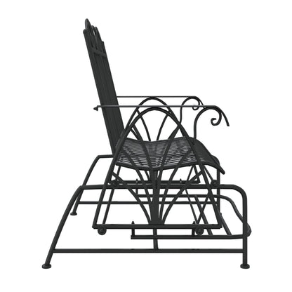 Stylish Black Steel 2-Seater Glider Bench - 114 cm