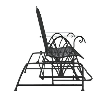 Stylish Black Steel 2-Seater Glider Bench - 114 cm