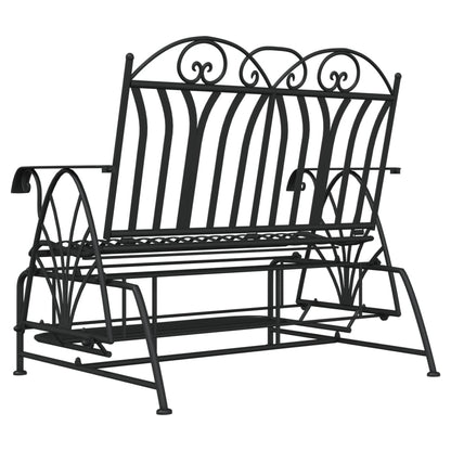 Stylish Black Steel 2-Seater Glider Bench - 114 cm