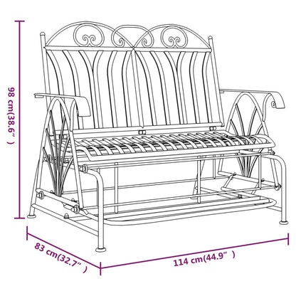 Stylish Black Steel 2-Seater Glider Bench - 114 cm