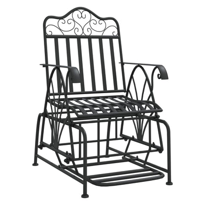 Elegant Black Steel Glider Bench - 61 cm Sturdy Outdoor Seating