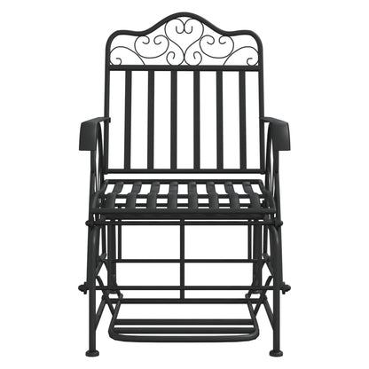 Elegant Black Steel Glider Bench - 61 cm Sturdy Outdoor Seating