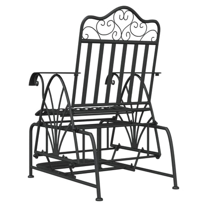 Elegant Black Steel Glider Bench - 61 cm Sturdy Outdoor Seating