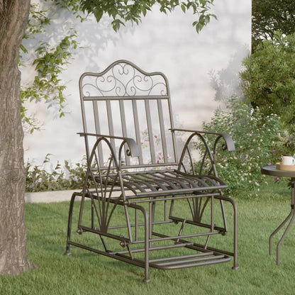 Elegant Black Steel Glider Bench - 61 cm Sturdy Outdoor Seating