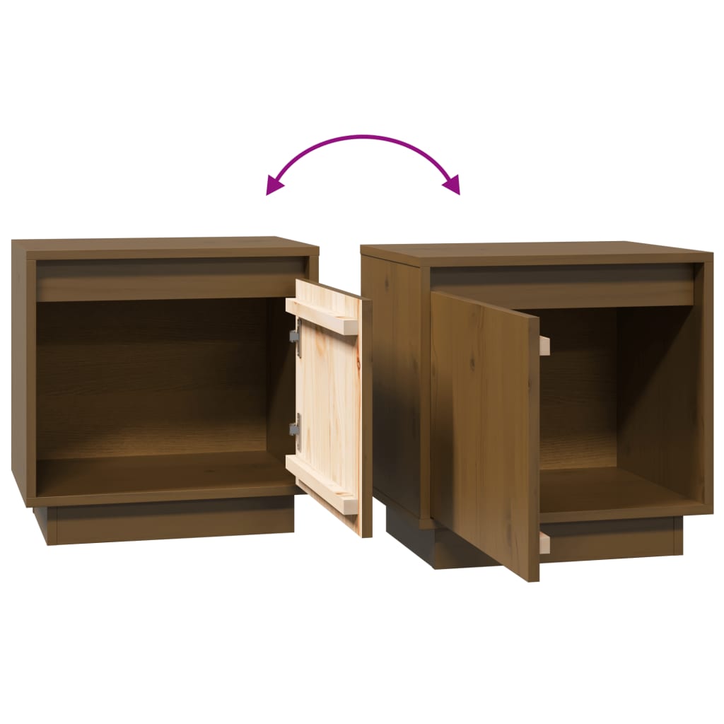 Honey Brown Solid Pine Bedside Cabinets 2pcs - 40x30x40 cm