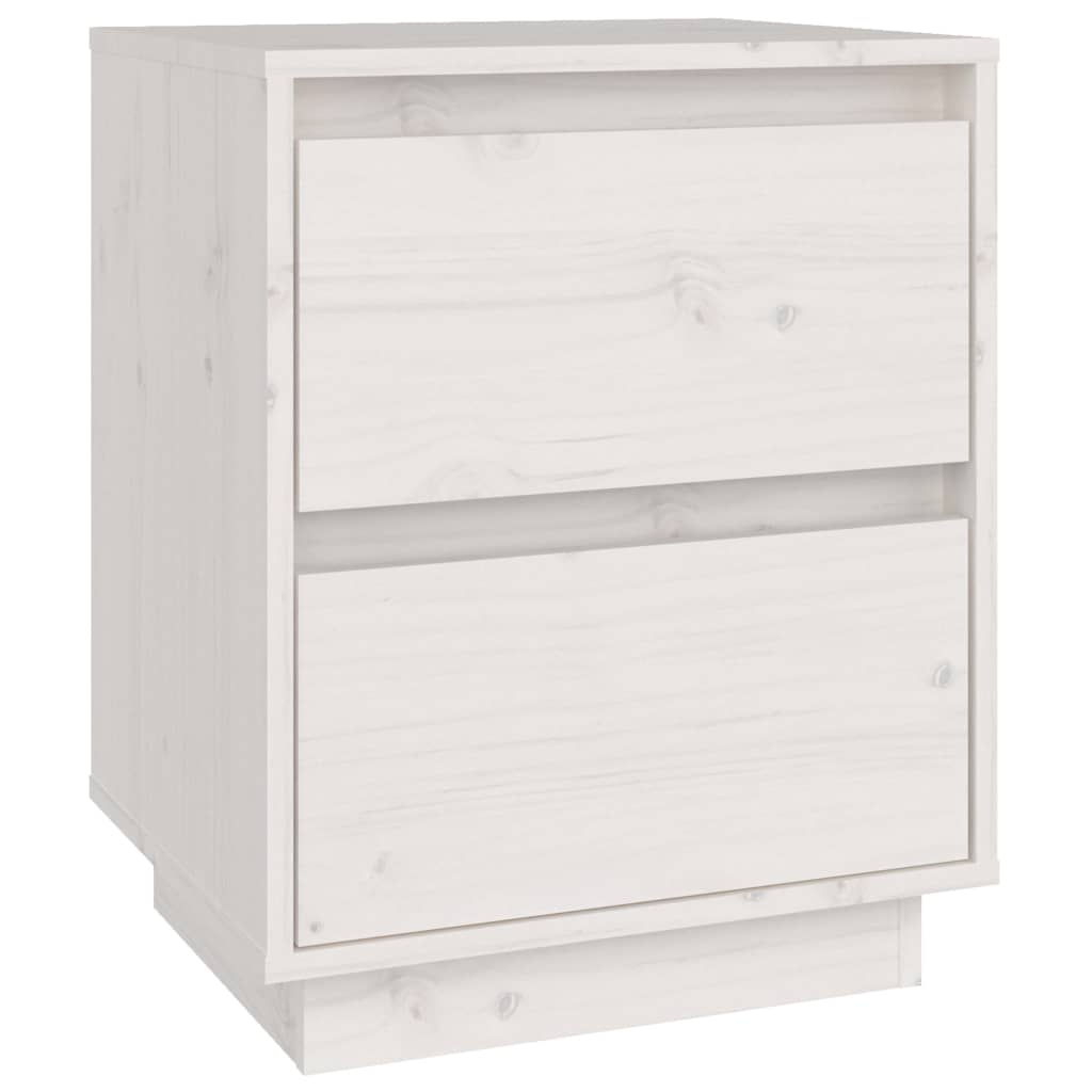 White Solid Pine Bedside Cabinet, 40x35x50 cm - Elegant & Compact