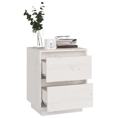 White Solid Pine Bedside Cabinet, 40x35x50 cm - Elegant & Compact