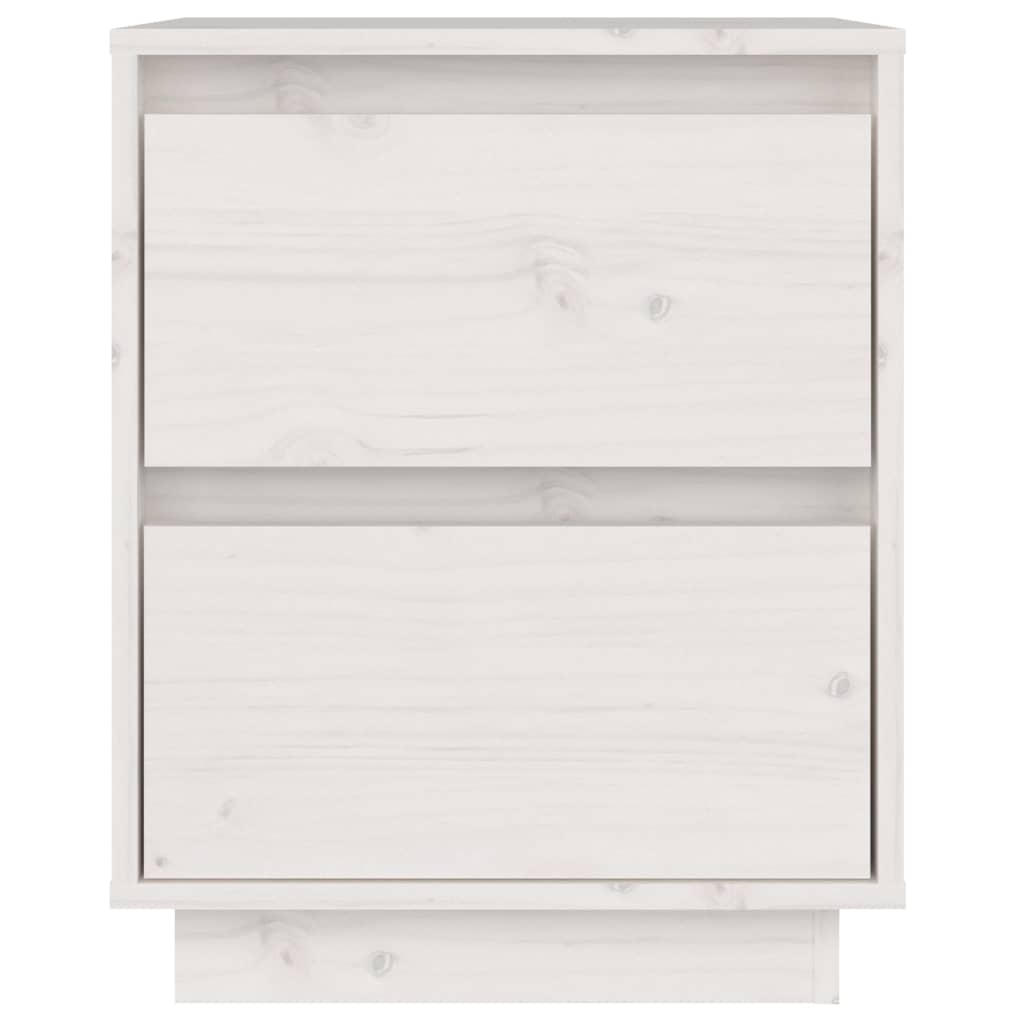 White Solid Pine Bedside Cabinet, 40x35x50 cm - Elegant & Compact