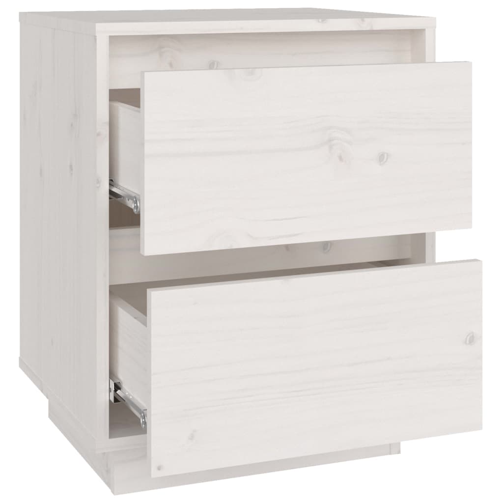 White Solid Pine Bedside Cabinet, 40x35x50 cm - Elegant & Compact