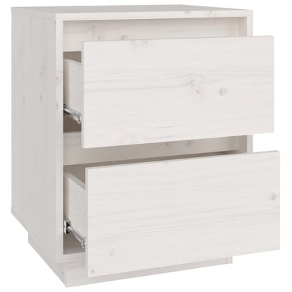 White Solid Pine Bedside Cabinet, 40x35x50 cm - Elegant & Compact