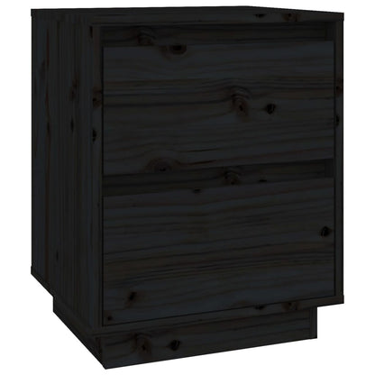 Set of 2 Black Pine Bedside Cabinets 40x35x50 cm - Solid Wood