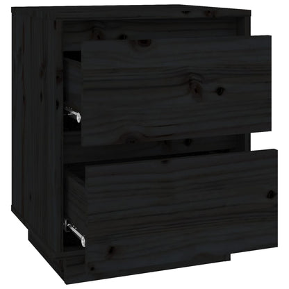 Set of 2 Black Pine Bedside Cabinets 40x35x50 cm - Solid Wood