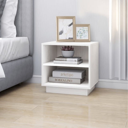 White Solid Pine Bedside Cabinets - Set of 2, 40x34x40 cm