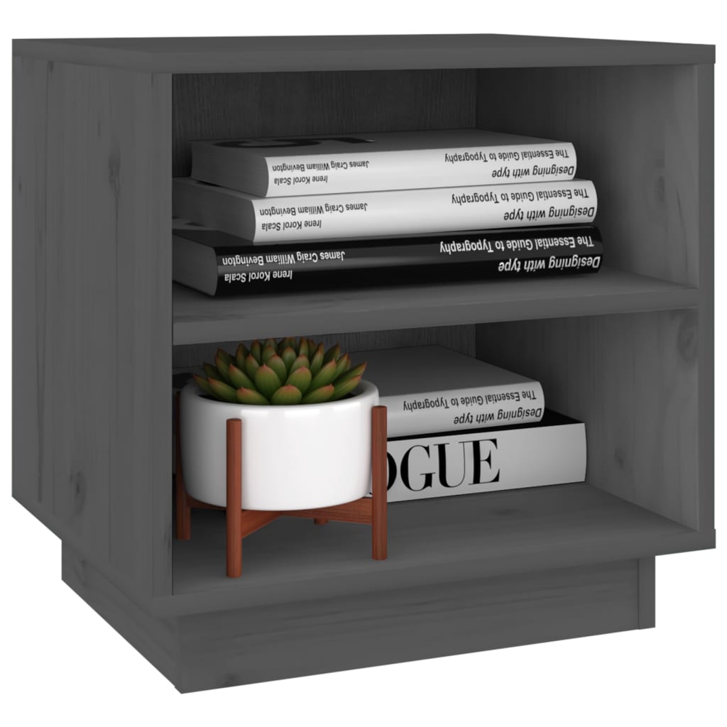 Solid Wood Grey Bedside Cabinets, Set of 2, 40x34x40 cm