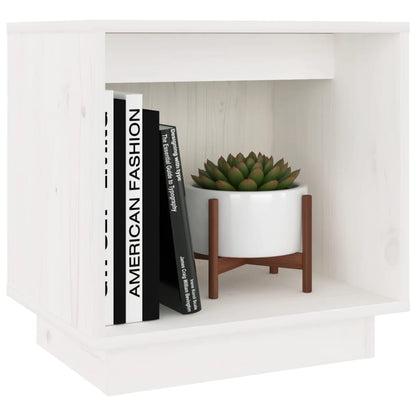 Solid Pine White Bedside Cabinet - 40x30x40 cm