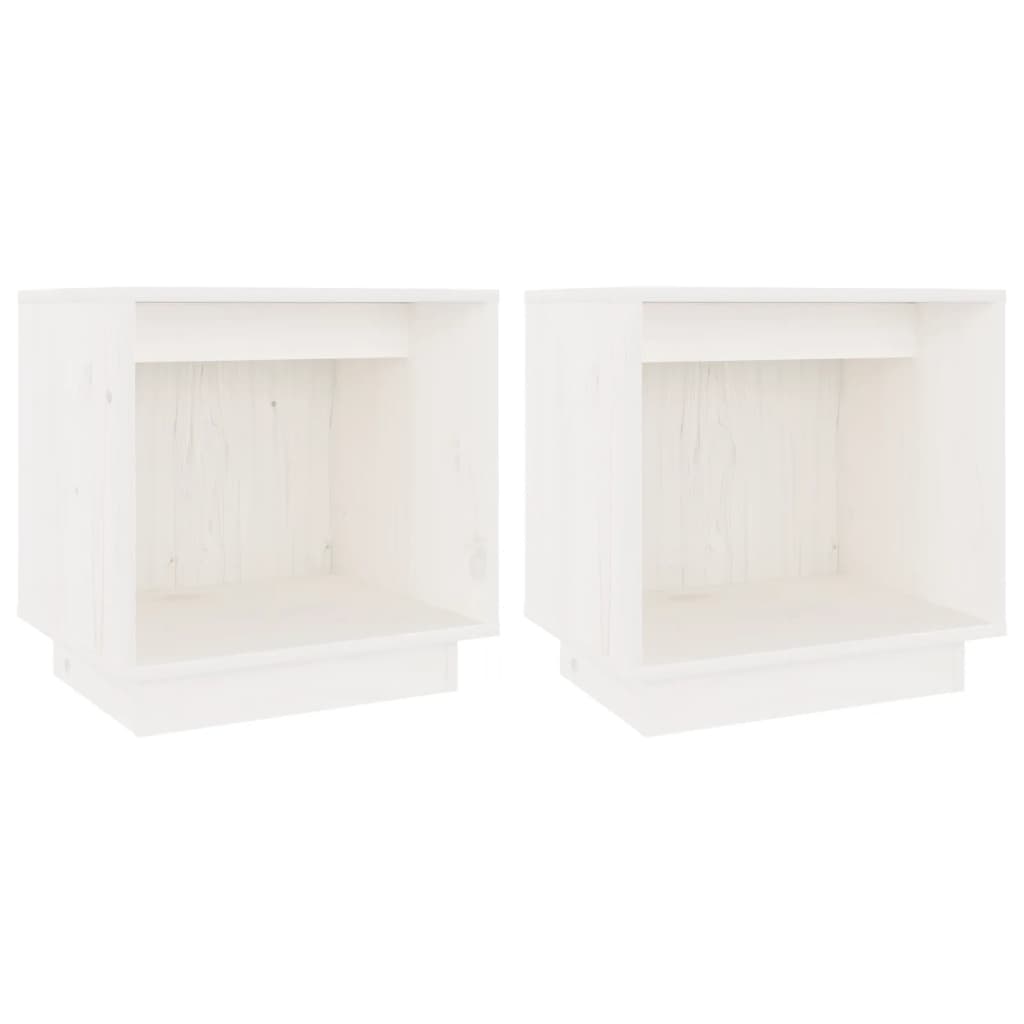 White Solid Pine Bedside Cabinets 2pcs, 40x30x40 cm