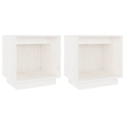 White Solid Pine Bedside Cabinets 2pcs, 40x30x40 cm