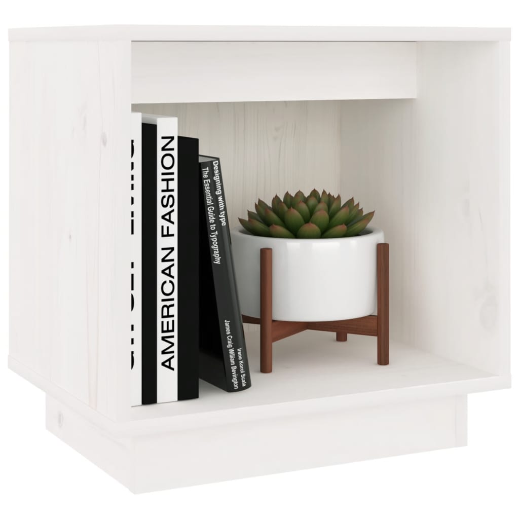 White Solid Pine Bedside Cabinets 2pcs, 40x30x40 cm