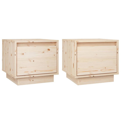 Solid Pine Bedside Cabinets 2 pcs, 35x34x32 cm - Natural Wood Finish